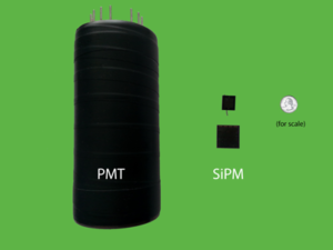 Size comparison of PMT and SiPM