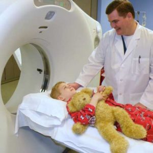 child undergoing CT scan